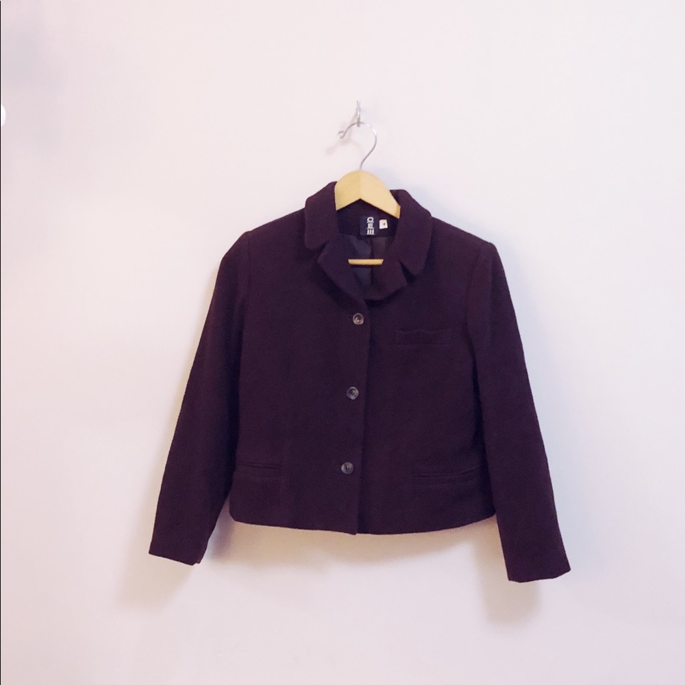 Vintage Wool Crop Length Coat in Chocolate Brown.